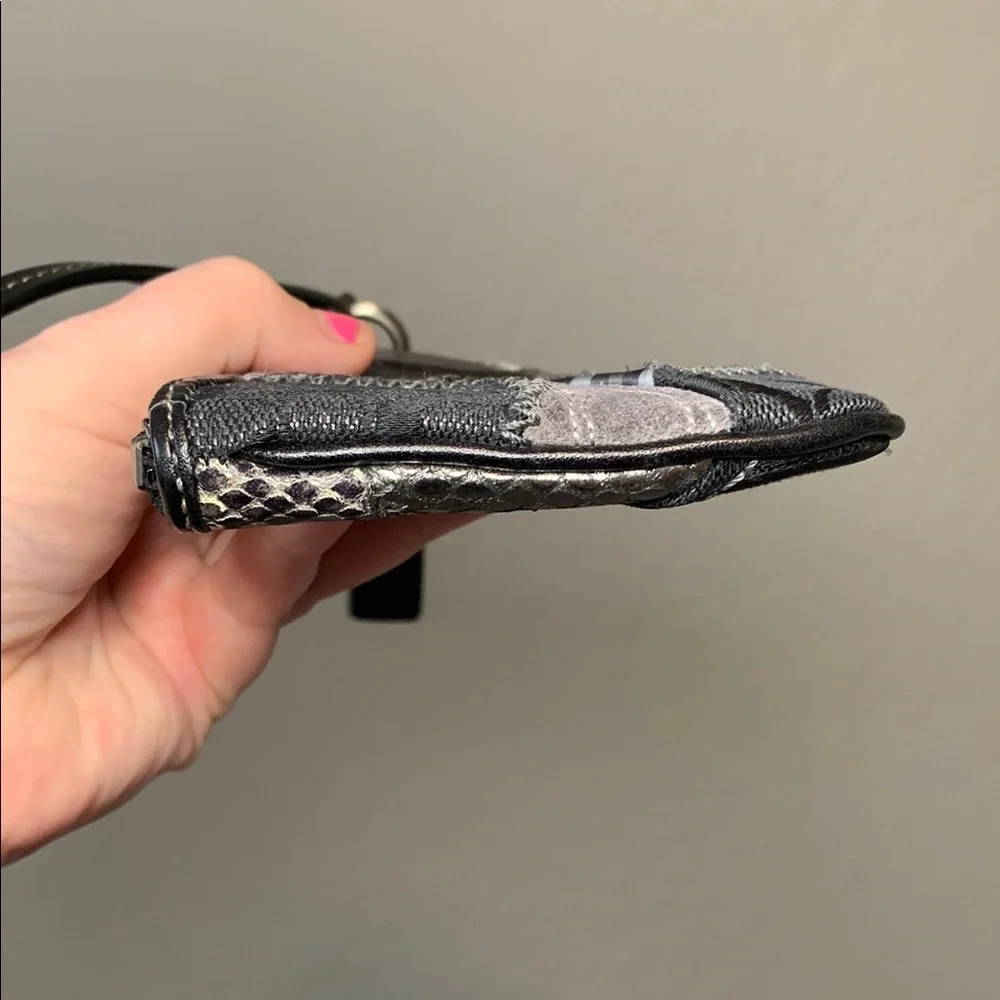 Coach Small Patchwork Wristlet in Black and Metallic Silver *READ*